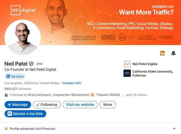 Beispiel für ein Profil, das für den Verkauf auf LinkedIn optimiert ist.