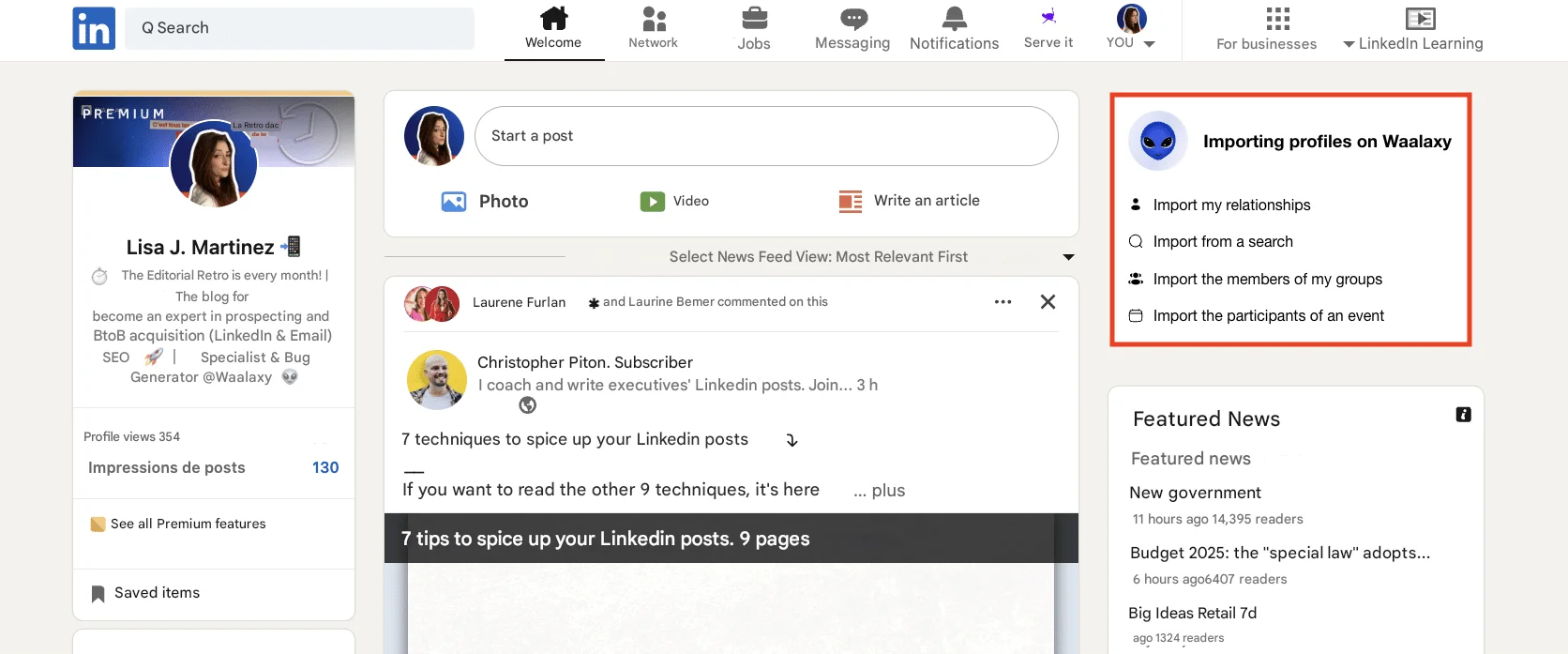 LinkedIn verkoopstrategie & automatisering: auto-import met Waalaxy.