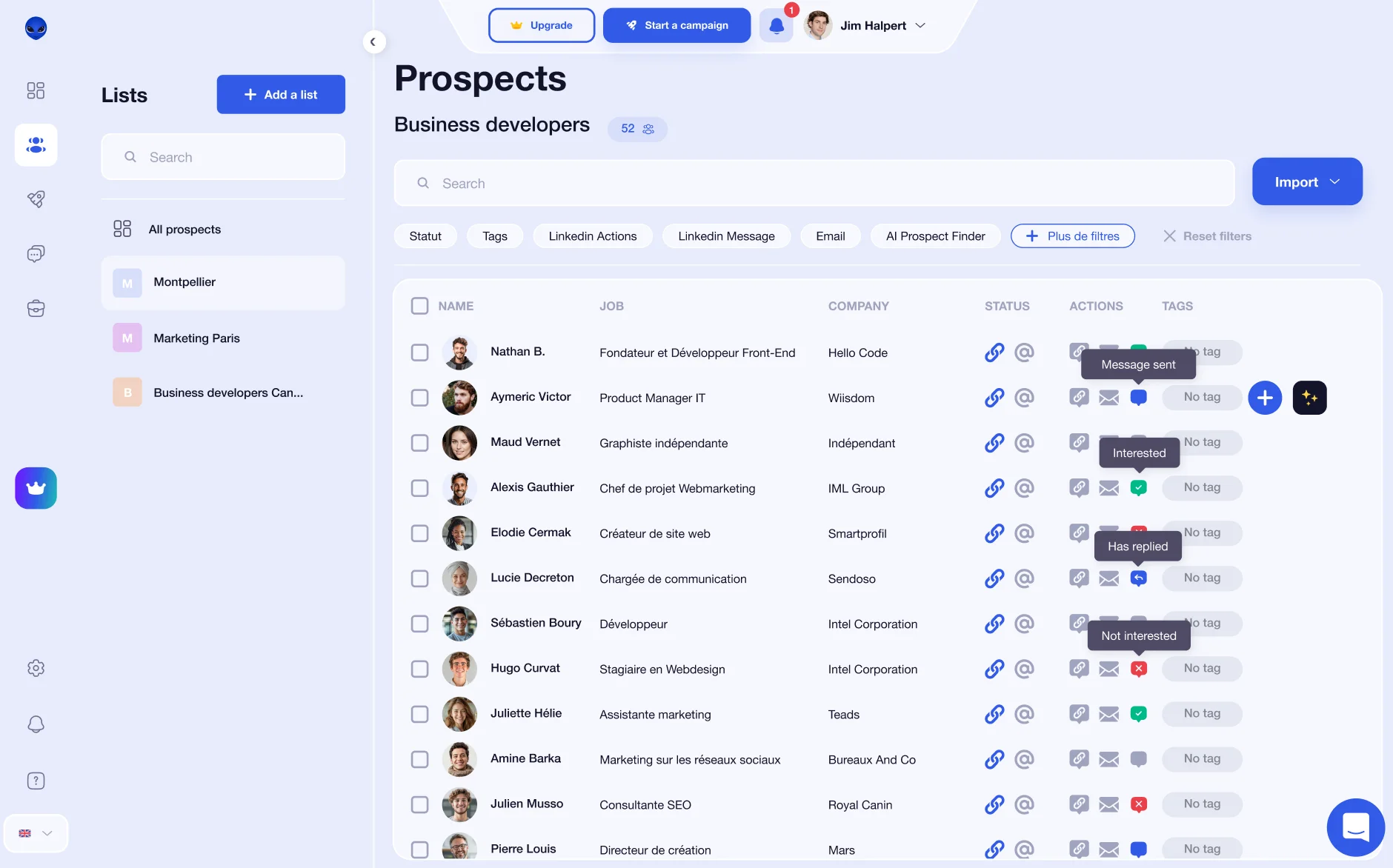 Qualify a prospect with Waalaxy