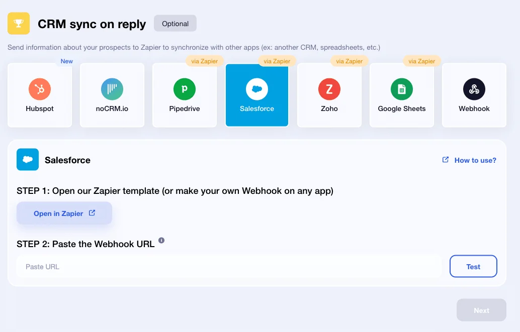 Verkooppijplijn: Integratie van CRM tools op Waalaxy