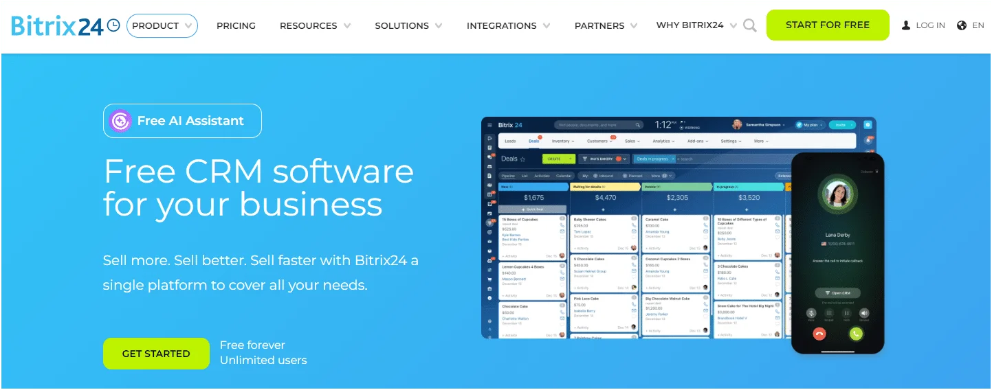 CRM gratuito di Bitrix24