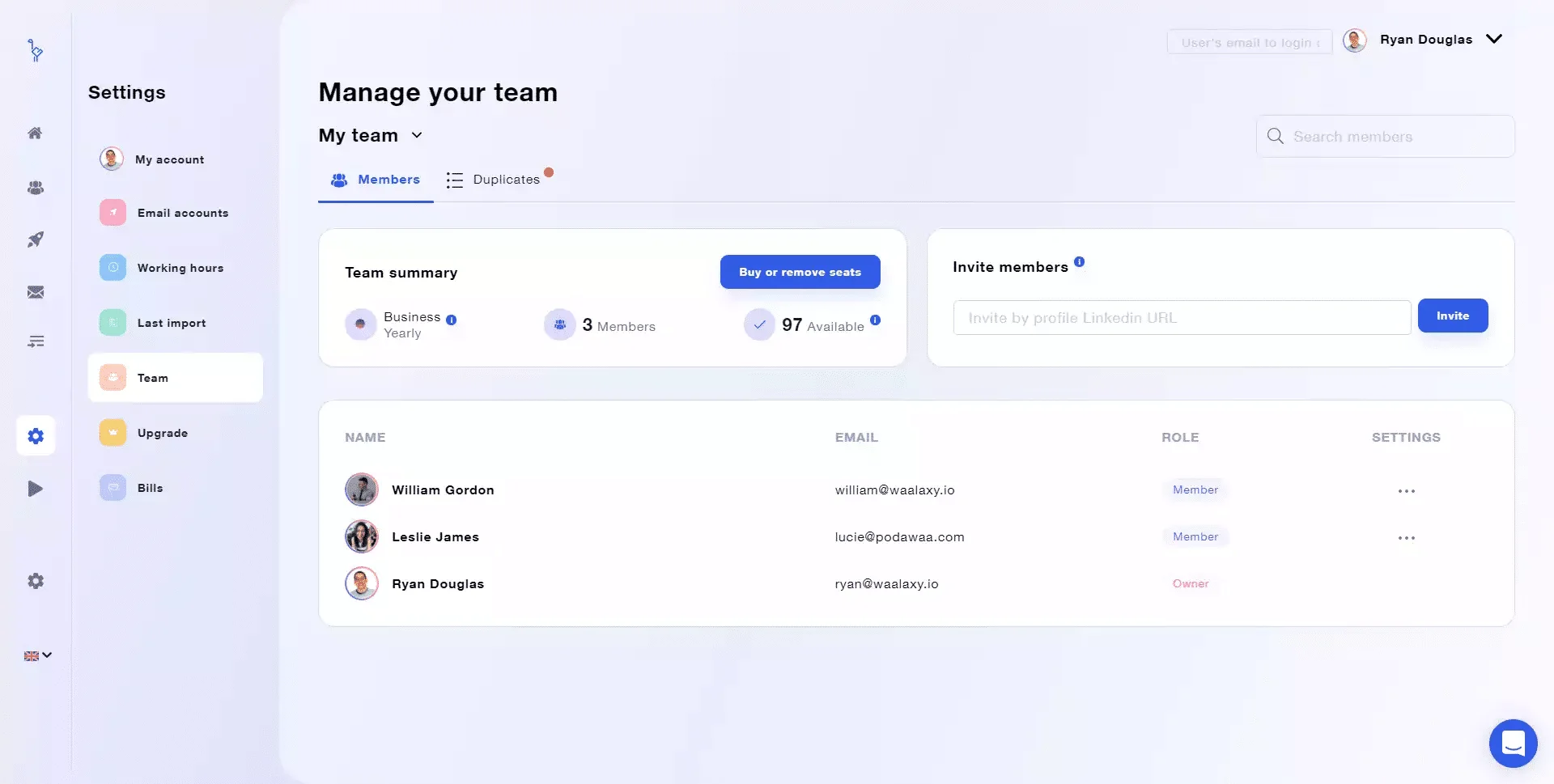 plan de equipo waalaxy