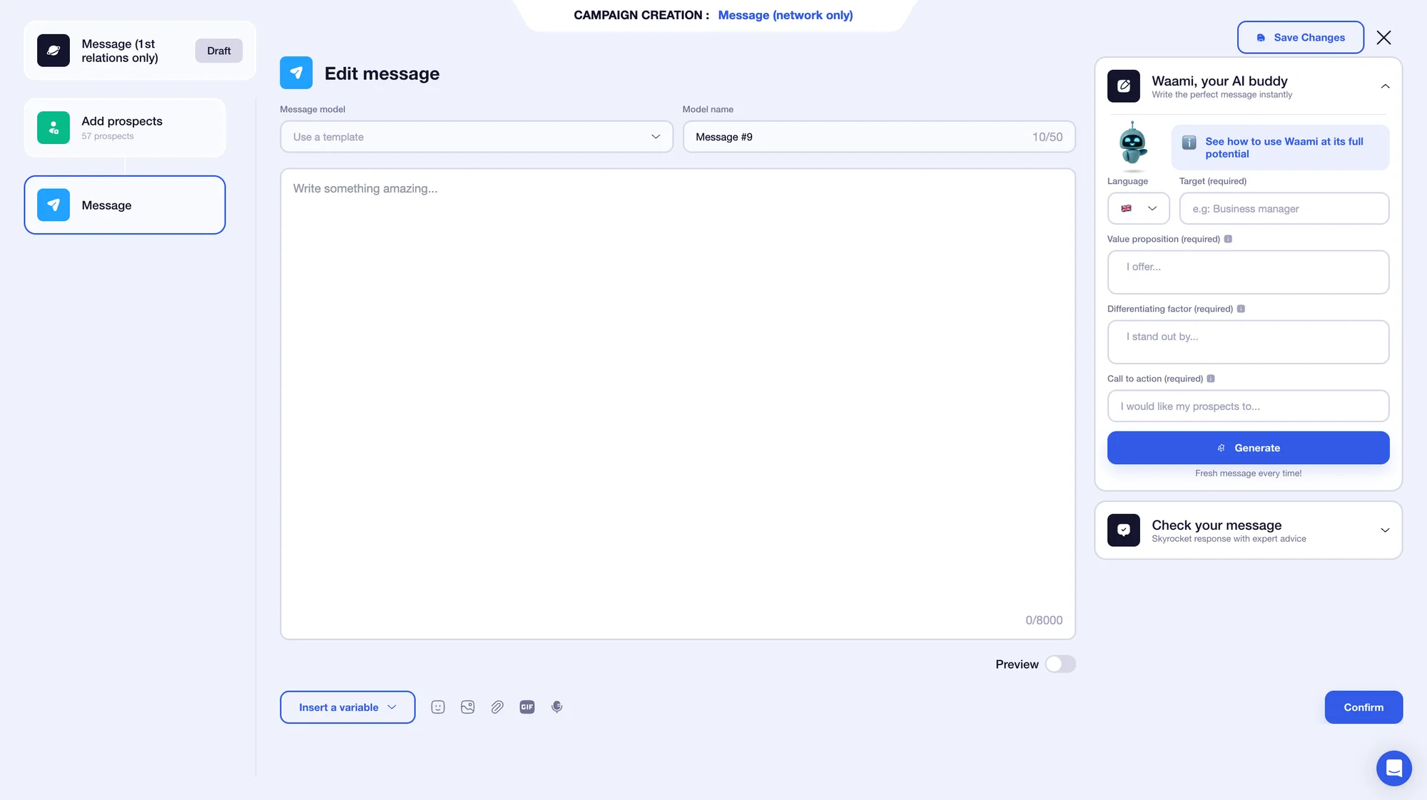 Write a message with Waalaxy