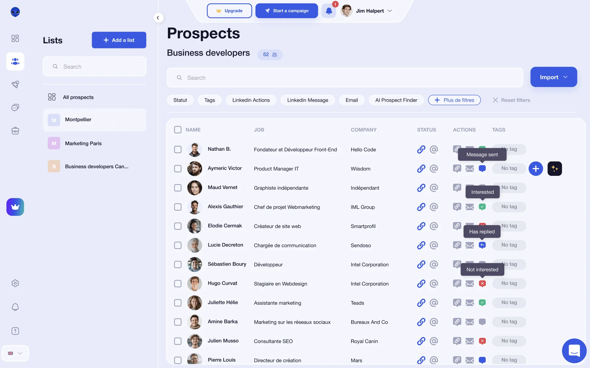 Prospects list