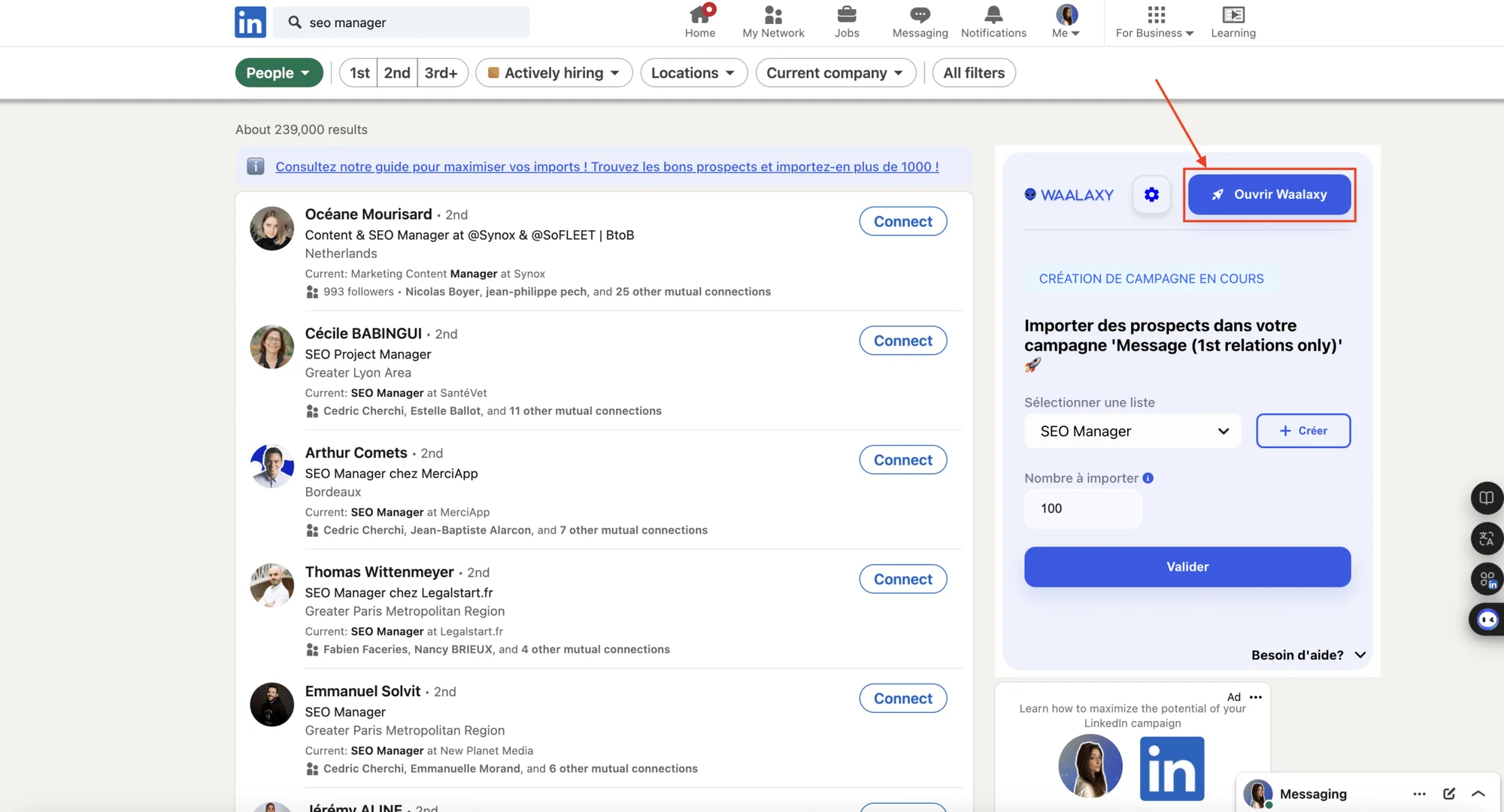 Generazione di contatti B2B - aprire LinkedIn