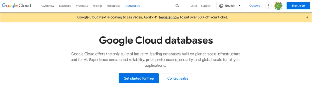 Base de dados do Google Cloud