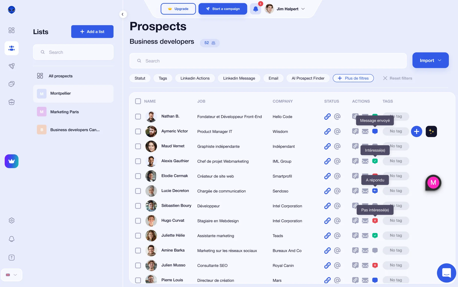 Liste de prospect avec waalaxy