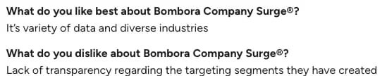 6sense reviews Bombora customer reviews
