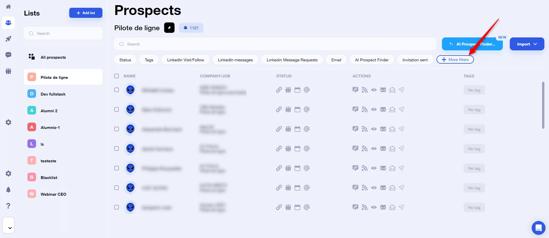 more filters with waalaxy