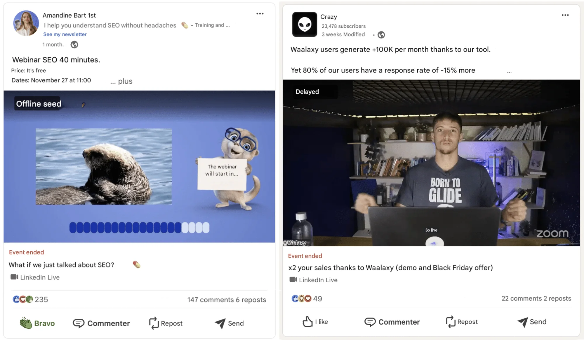 LinkedIn content strategie: voorbeeld van een LinkedIn Live post.
