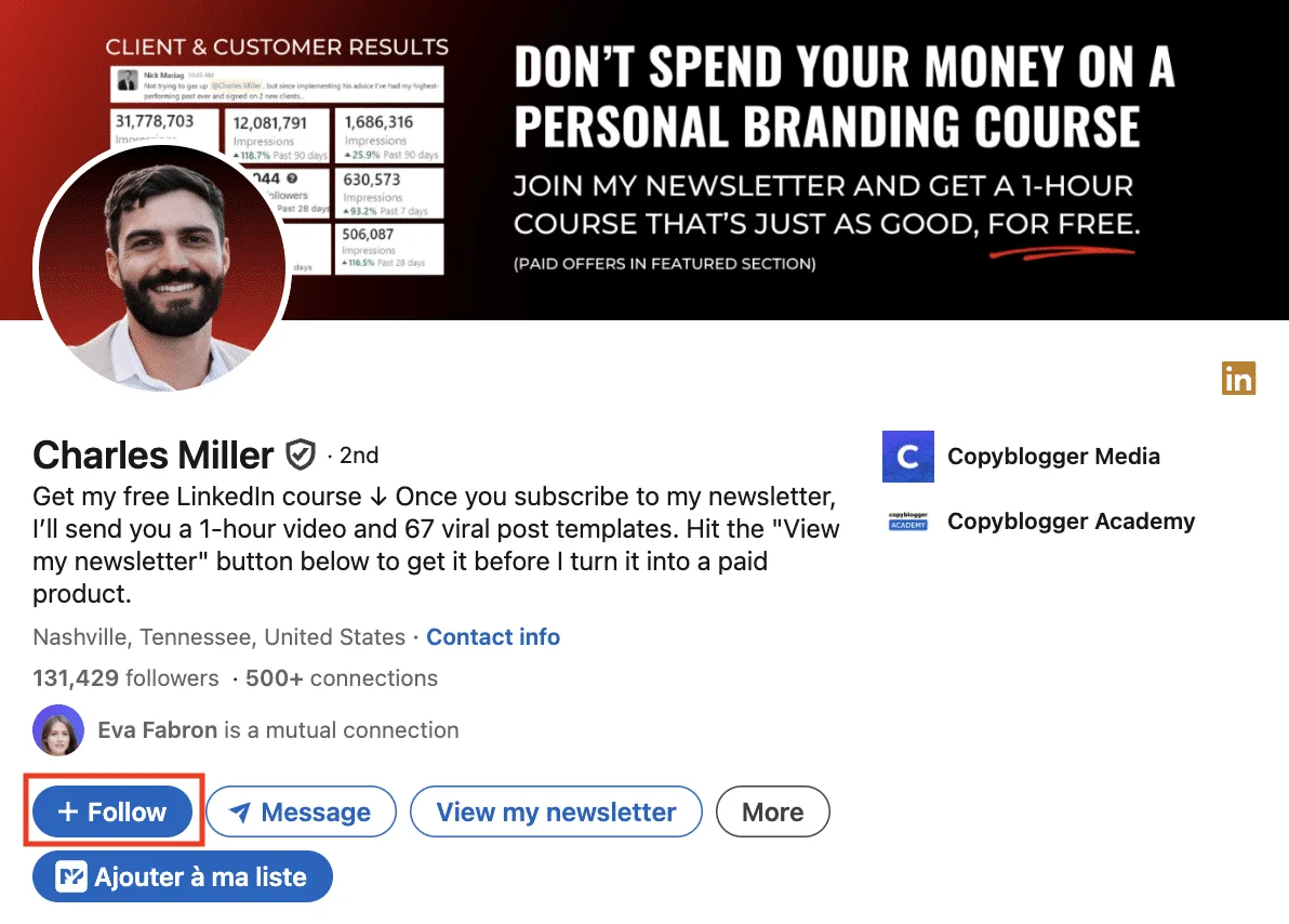 Tips voor je LinkedIn contentstrategie: benadruk de volgknop.