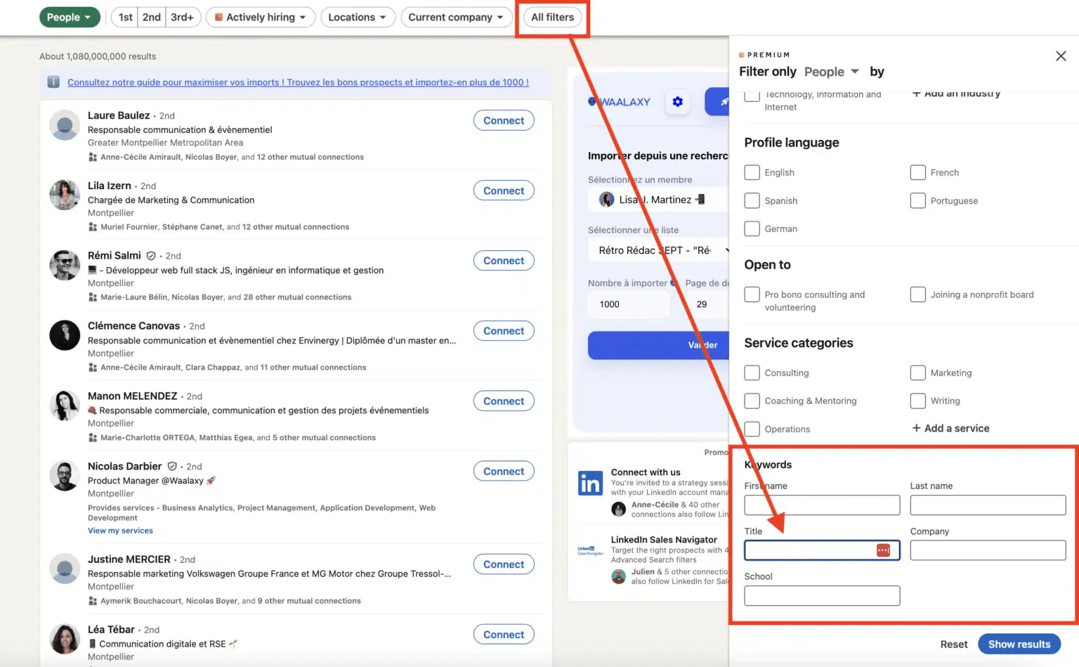 linkedin networking search